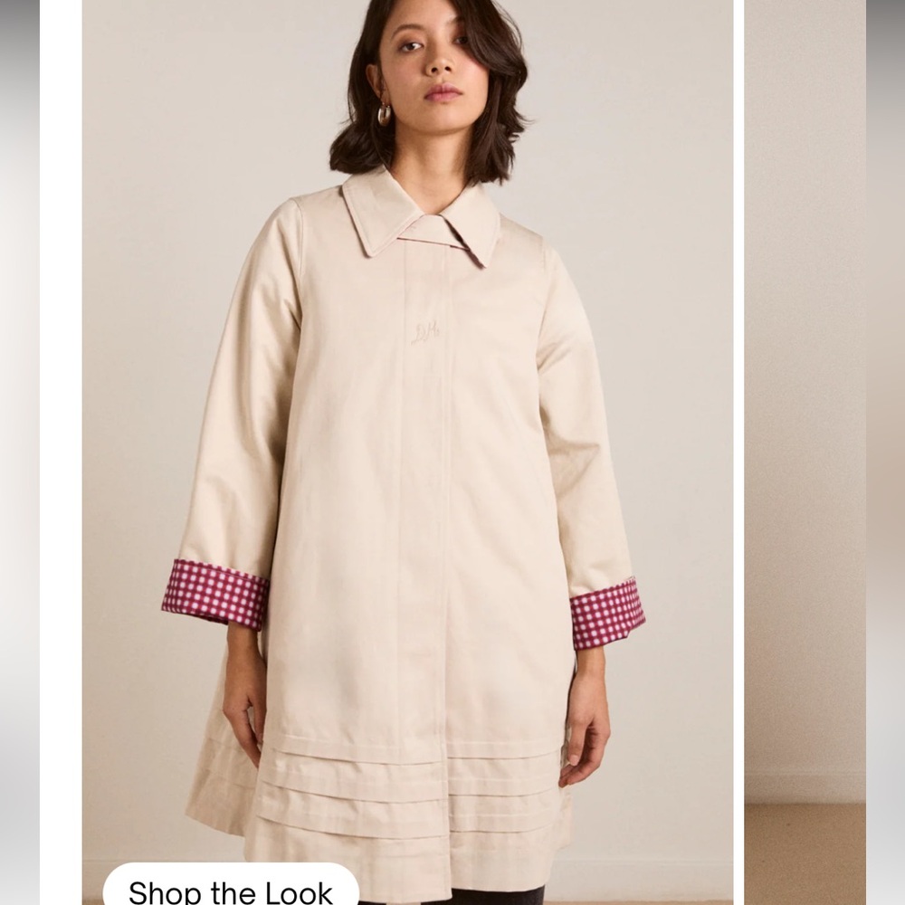 Damson Madder Reversible Beige and Red Gingham Trench size 4 us
